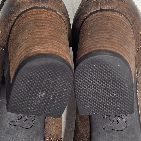 Sorel Addington Chelsea Pull on Ankle Boots Black Brown Leather Women's Size 9 - Picture 9 of 10